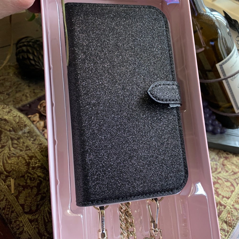 Kate Spade Glitter iPhone 12 mini removable magnetic case/card snap Crosby - Picture 2 of 16